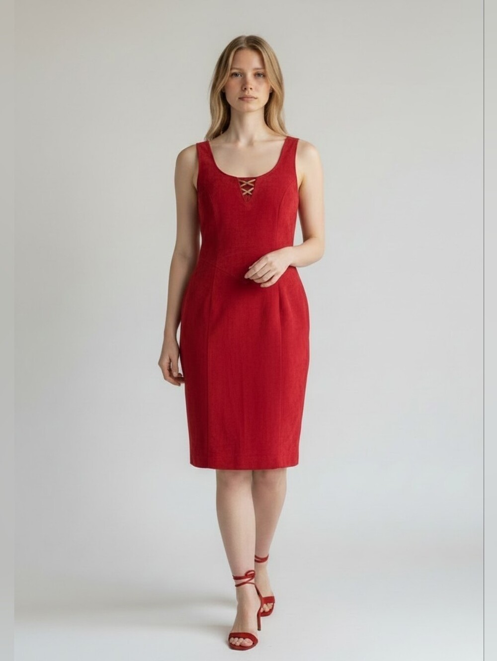 Vintage Danier Red Suede Leather Dress